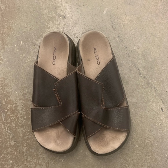 ALDO Women's Brown Slide Sandals y2k chunky platform sandals - Picture 2 of 6